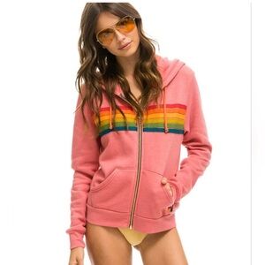 Aviator Nation five stripe zip down sweatshirt
